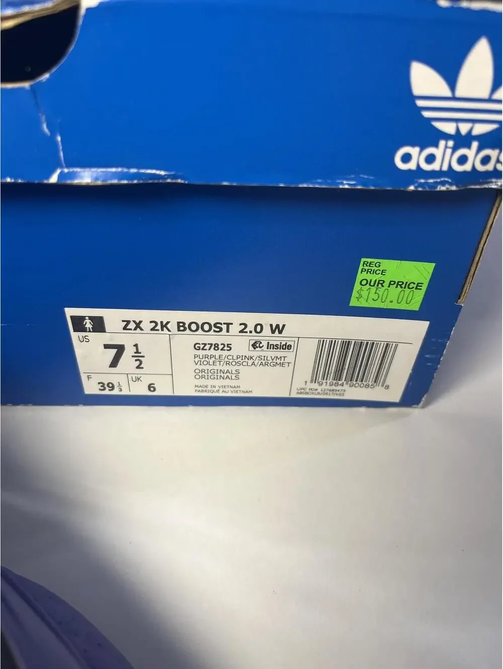adidas 7.5 Running Shoes ZX 2K Boost 2.0 W Purple Women's US Size 7.5 Excellent